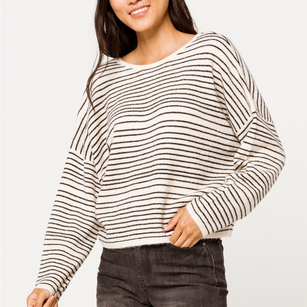 NWT Billabong To the Limits Reversible Striped Chunky Sweater